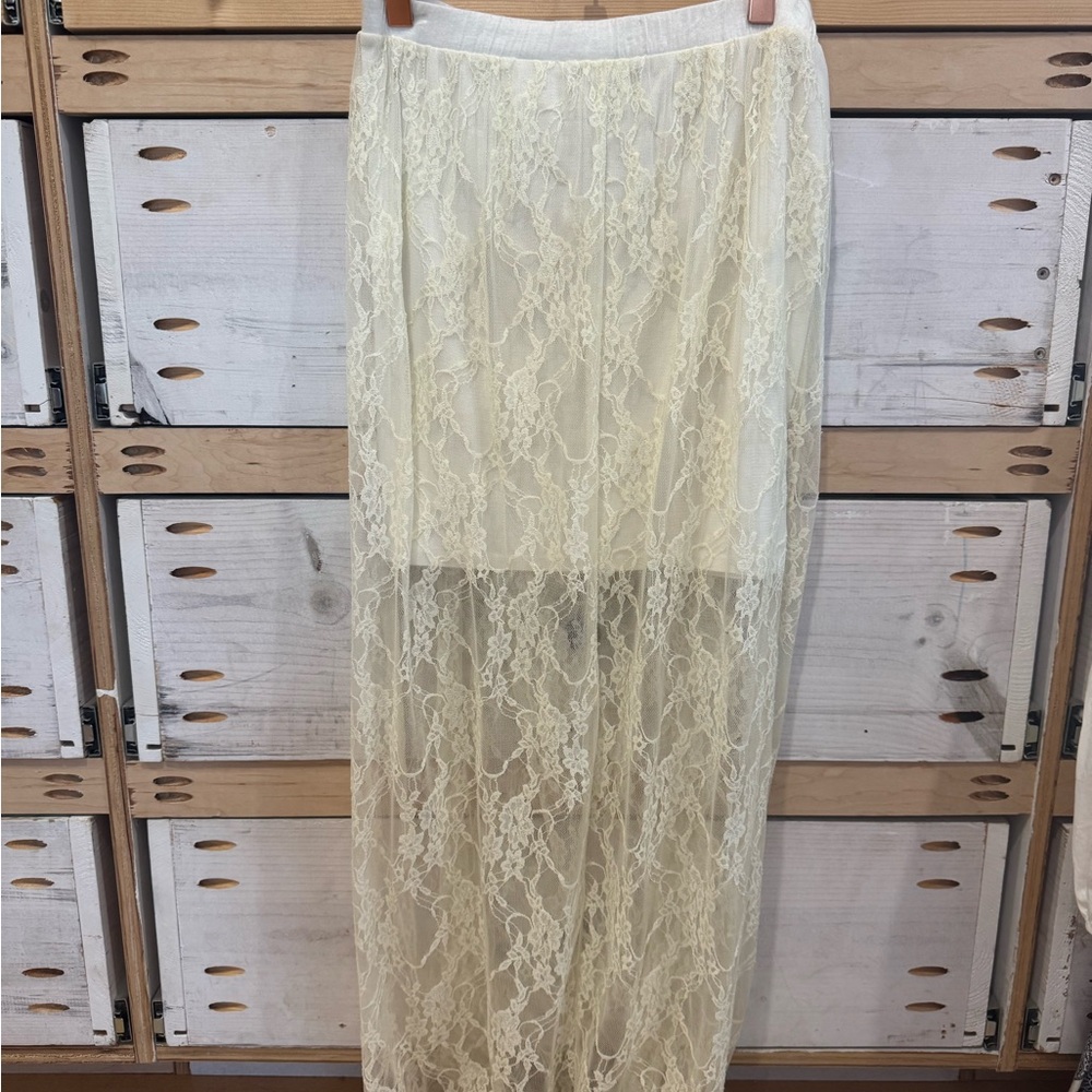 Happening in the Present Cream Lace Maxi Skirt